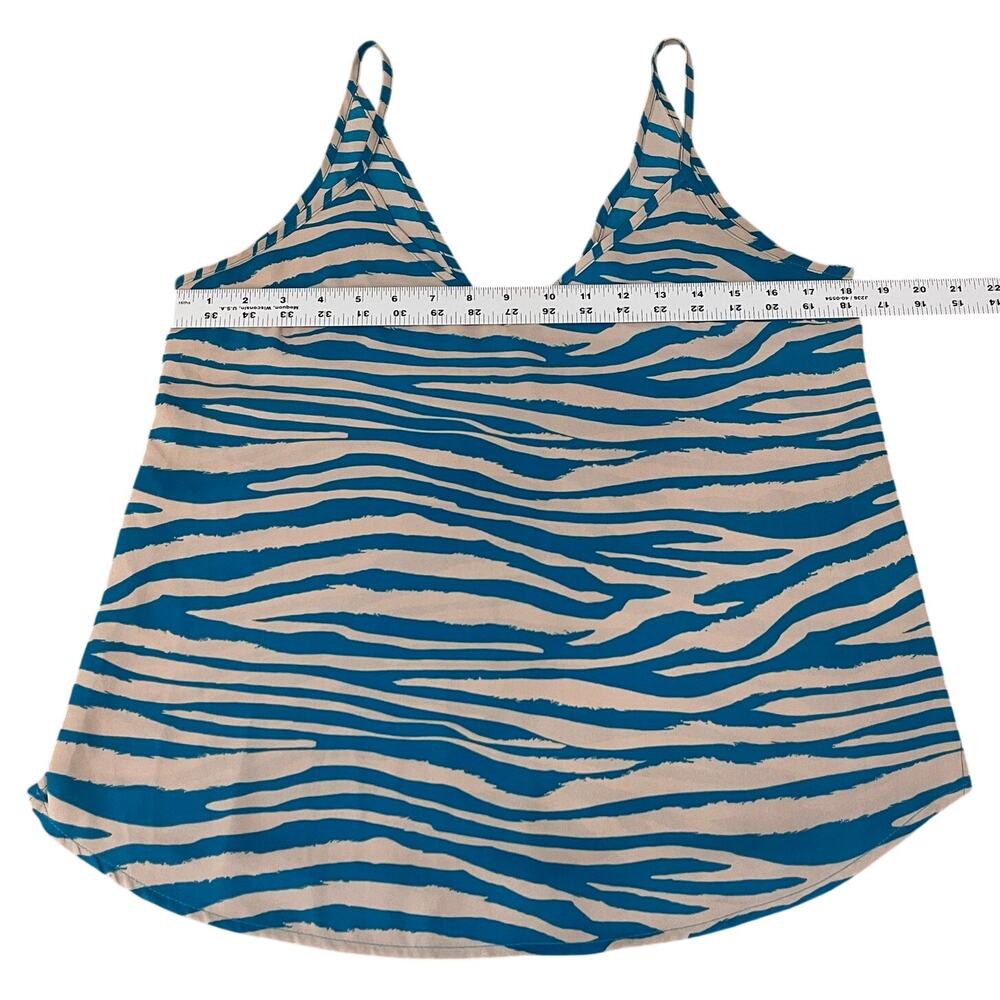 Allison Joy Cami Tank Top V-Neck Lightweight Animal Print Blue/Tan Small - Picture 5 of 6